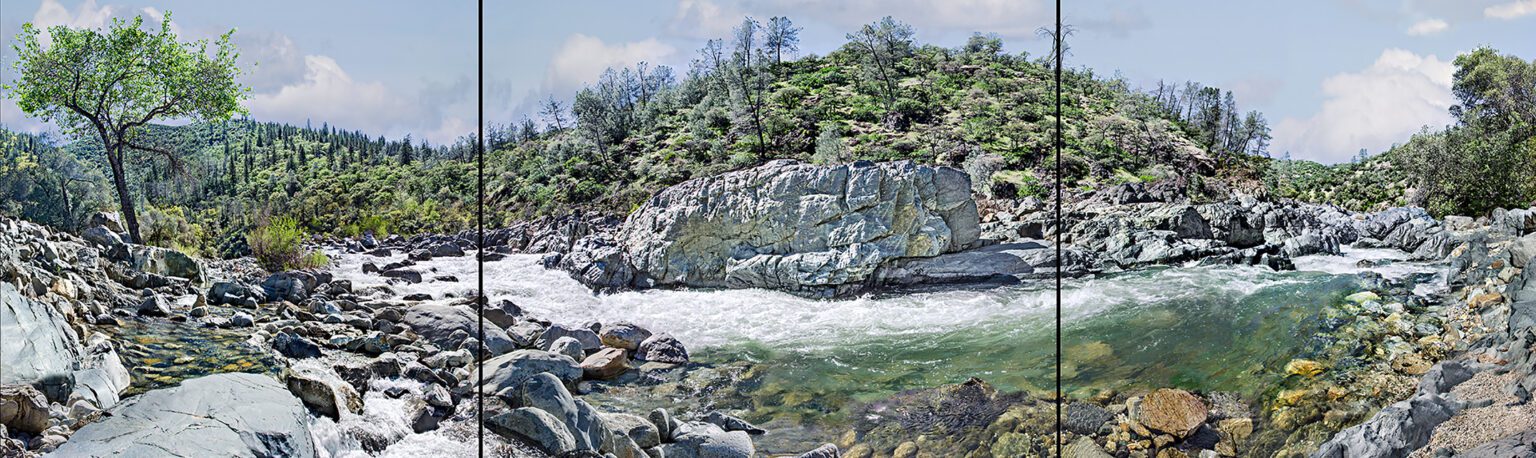 The Yuba River flowing around the bend along the Buttermilk Trail at the South Yuba State Park